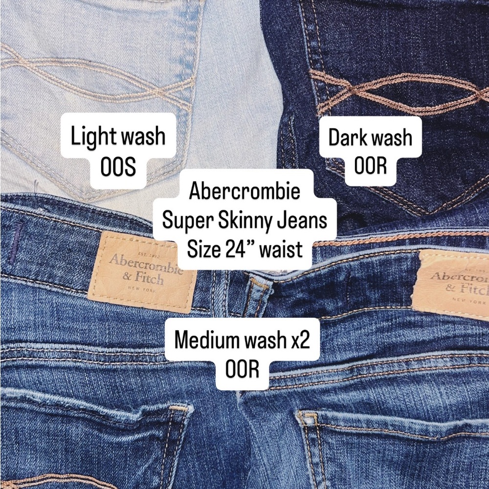 Abercrombie & Fitch Super Skinny Jeans Trio - Light, Medium, Dark Wash